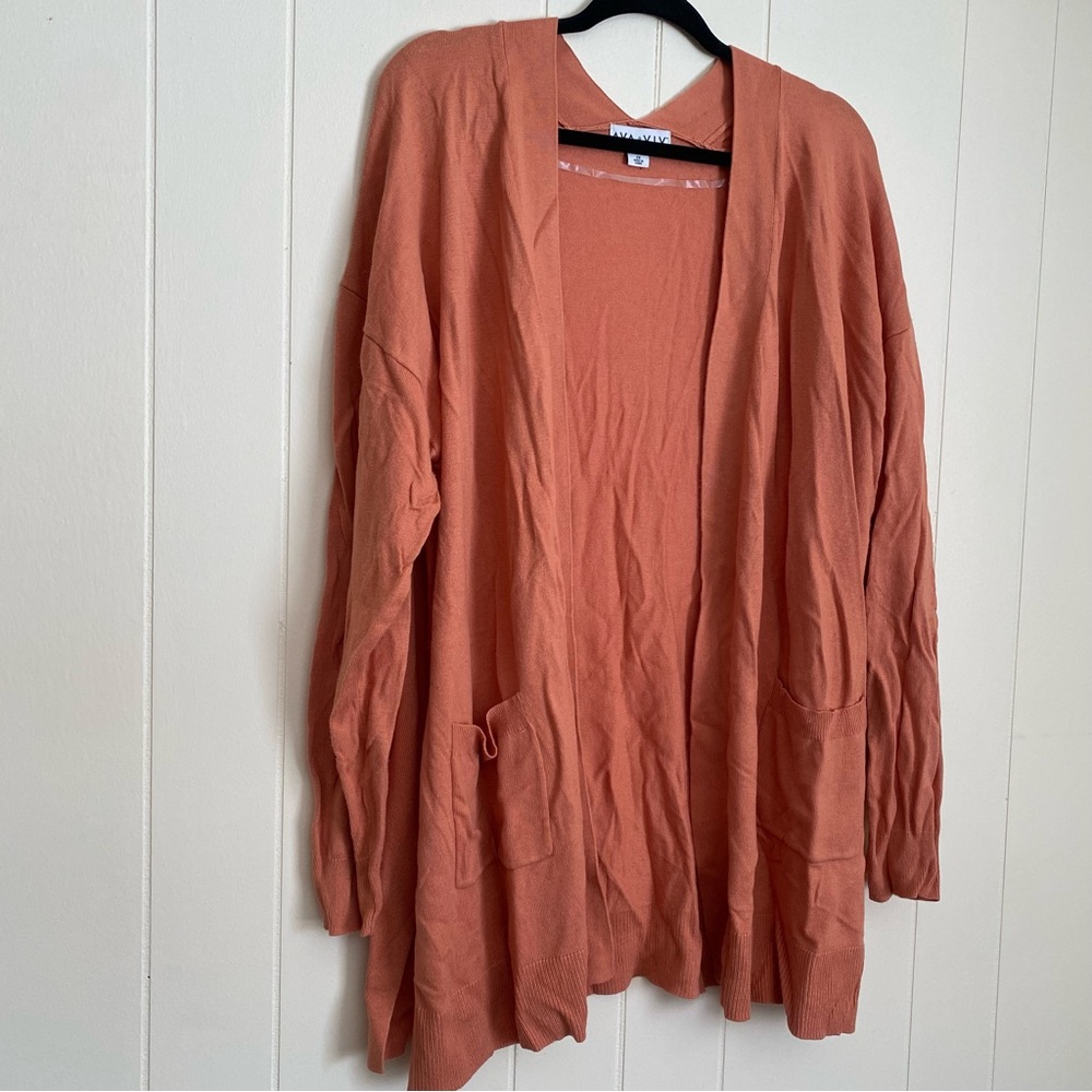 Ava & Viv Oversized Rust Color Long Sleeve Open F… - image 3